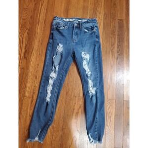 S.O.N.G. SONG Perfect Hi Rise Skinny Ankle Jeans Distressed Frayed Hem Size 5/27